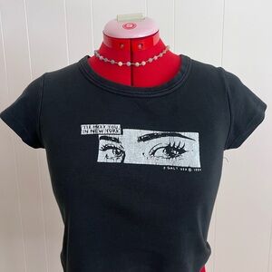 Brandy Melville Black Crop Top with Graphic Print